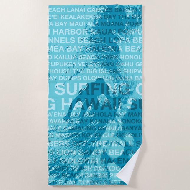 Serviette De Plage Surf Hawaii Green Room Hawaiian Surfer (Devant)