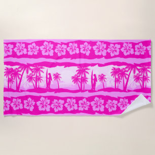 Serviette De Plage Surfer fille avec palmiers