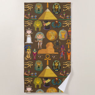 Serviette De Plage Symbole égyptien ancien Hiéroglyphique - Motif