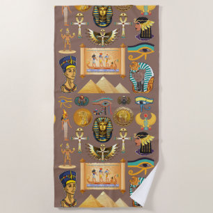 Serviette De Plage Symbole Motif égyptien Hiéroglyphique antique