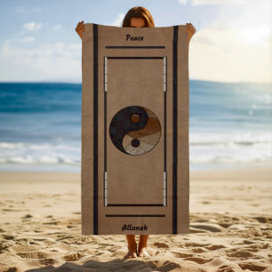 Serviette De Plage Symbole Yin-Yang en bambou kaki unique