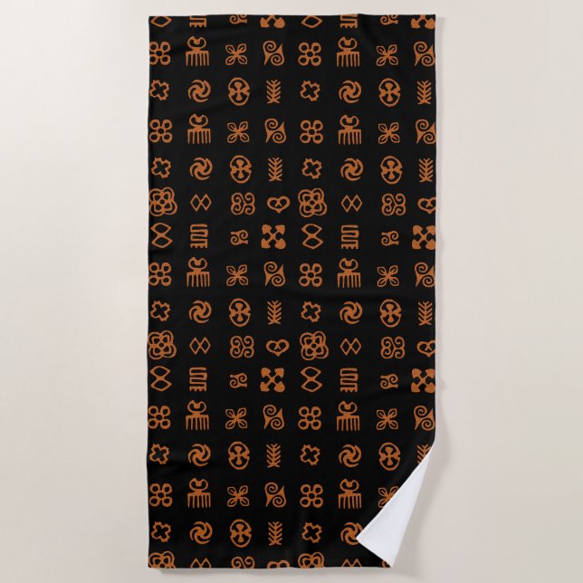 Serviette De Plage Symboles africains Adinkra Design ethnique (Devant)