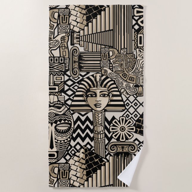 Serviette De Plage Symboles historiques anciens Style de tatouage (Devant)