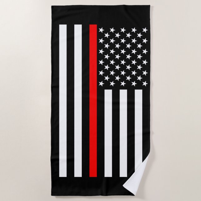 Serviette De Plage Symbolic mince Red Line US Drapeau graphique sur u (Devant)