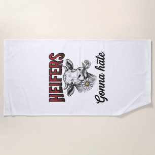 Serviette De Plage T-shirt à gravure vintage drôle de vache Génisse v