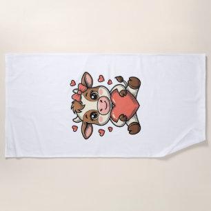 Serviette De Plage T-shirt avec gravure vintage de bébé vache mignonn