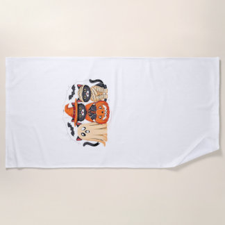 Serviette De Plage T-Shirt classique chat citrouille fantôme mignon H