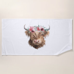 Serviette De Plage T-shirt classique Peinture de vache Highland