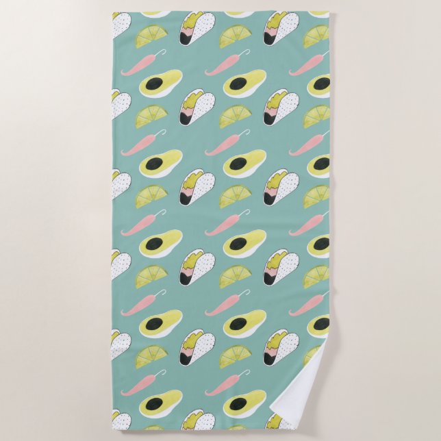 Serviette De Plage Taco à propos d'amour | Motif d'élément Taco (Devant)