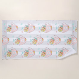 Serviette De Plage Teapot rose avec Fleurs et Papillons Motif