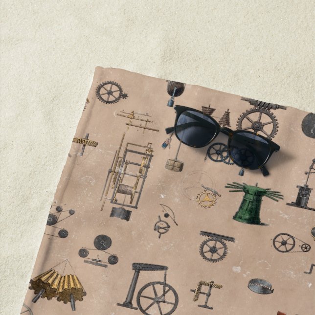 Serviette De Plage Technique antique mécanique scientifique (En situation)