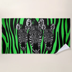 Serviette De Plage Tendance Lime Zebra Herd sur Zebra Imprimer