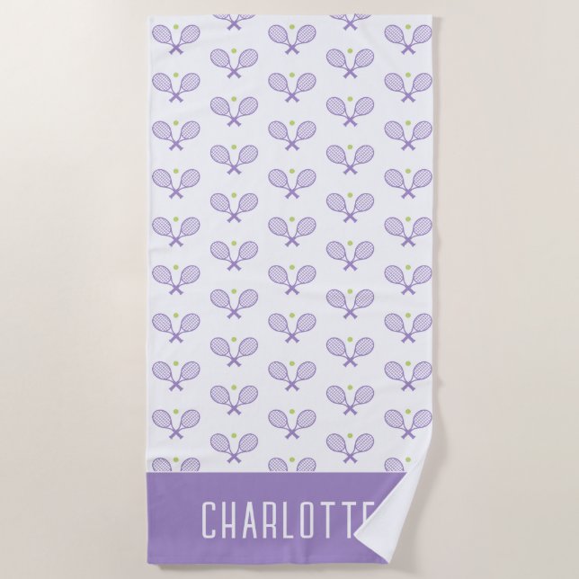 Serviette De Plage Tennis Personnalisé Motif Tennis Personnalisé (Devant)