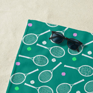 Serviette De Plage Tennis Racket Motif Green