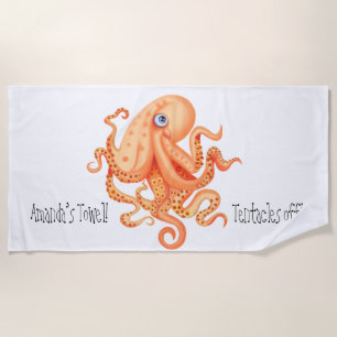 Serviette De Plage tentacules personnalisées de pieuvre orange mignon