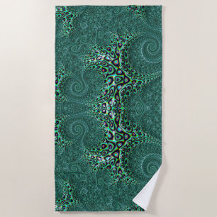 Serviette De Plage Tentacules tournoyants turquoises Octopus Fractal