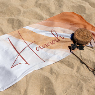 Serviette De Plage Terracotta   Monogramme de Sable de Ombre Beach