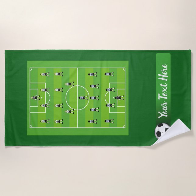 Serviette De Plage Terrain de football et équipe (Devant)