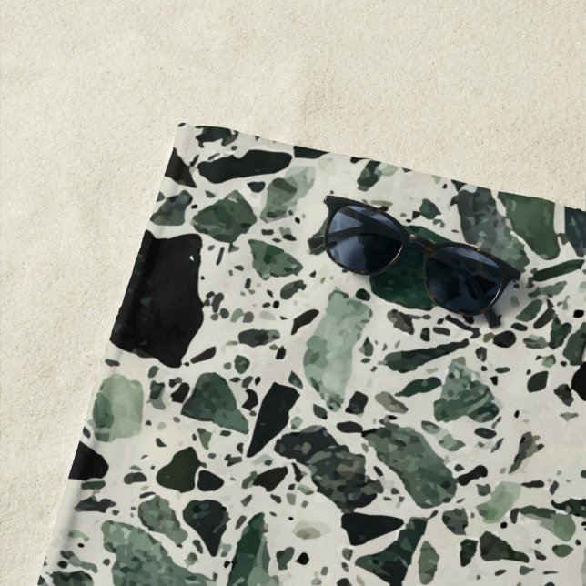 Serviette De Plage Terrazzo Vert Moderne (En situation)