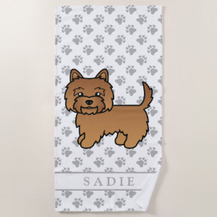 Serviette De Plage Terrier Cairn Rouge Chien de Dessin Animé Mignon &