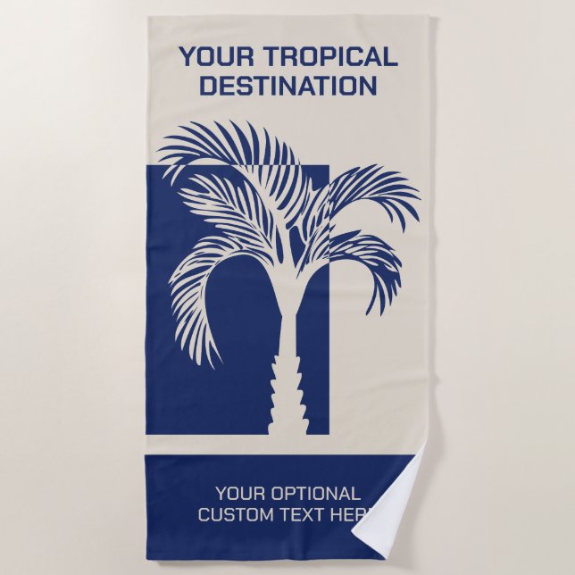 Serviette De Plage Texte personnalisé Vacances tropicales (Devant)