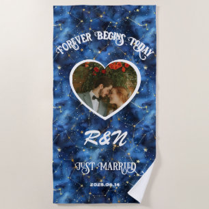 Serviette De Plage Texte photo personnalisé de mariage Keepsaké