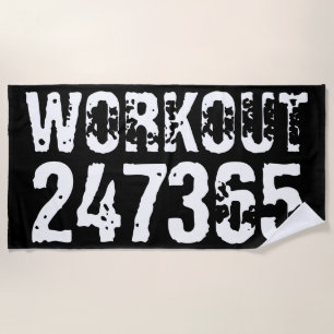 Serviette De Plage Texte usé et rayé Workout 247365 blanc