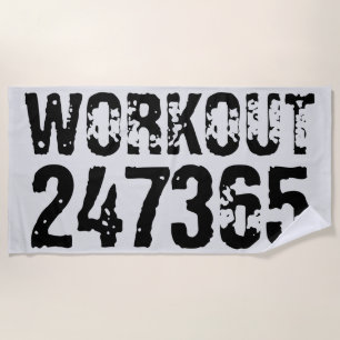 Serviette De Plage Texte usé et rayé Workout 247365 noir