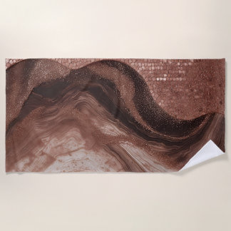 Serviette De Plage Texture Abstraite Dorée Avec Détails Pailletés ✨
