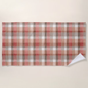 Serviette De Plage Texture de tissu à carreaux rustique chaud en cora