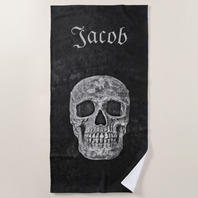 Serviette De Plage Texture Gothique Personnalisée Grunge Noir Et Blan (Devant)