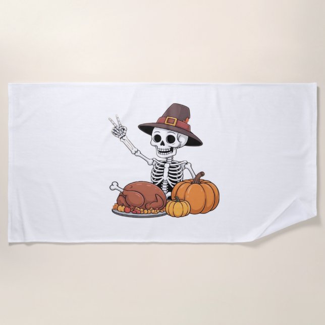 Serviette De Plage Thanksgiving X-ray Skeleton Funny Rock Hand Fall L (Devant)
