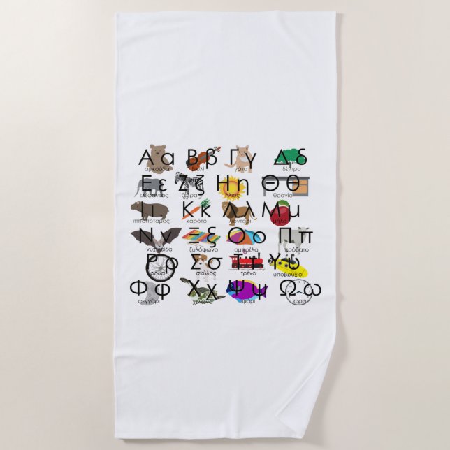 Serviette De Plage The Greek Alphabet Letters (Devant)
