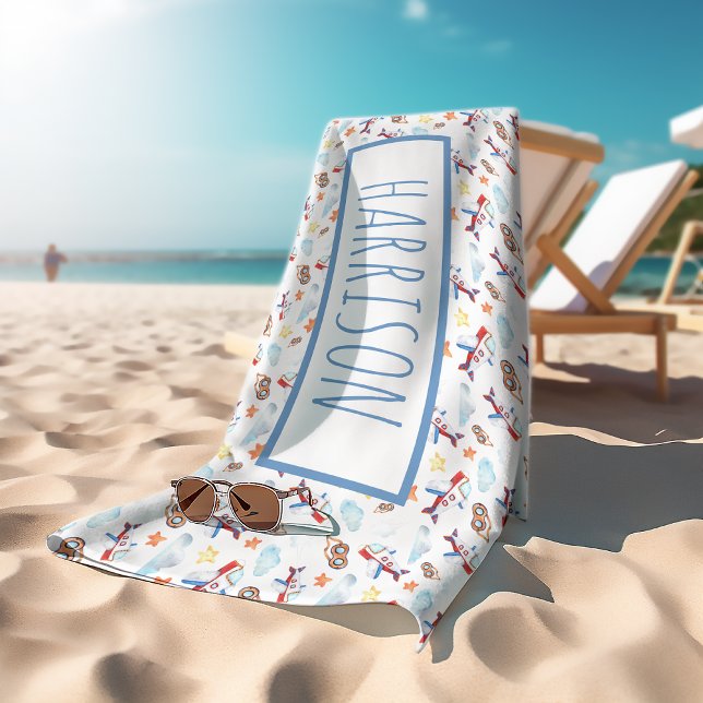 Serviette De Plage Thème d'avion personnalisé (Créateur téléchargé)