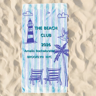 Serviette De Plage Thème de fête de bachelorette club de plage