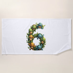 Serviette De Plage Thème de fête Tortue de mer Tortue 6ème Anniversai