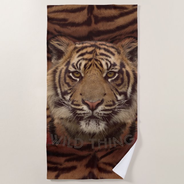 Serviette De Plage Tiger avec votre texte (Devant)