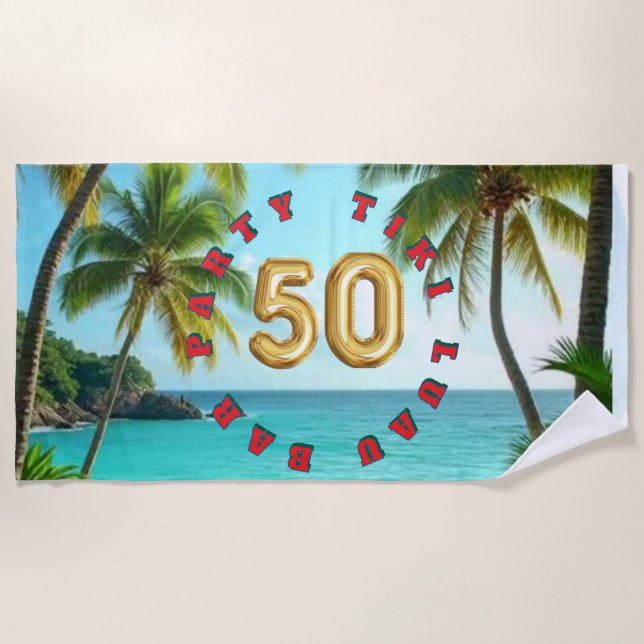 Serviette De Plage tiki luau tropical island beach  (Devant)