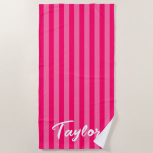 Serviette De Plage Titre en gras de la bande de cabane rose chaud