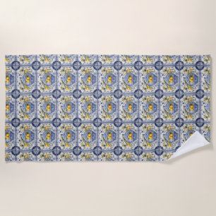 Serviette De Plage Titres bleus et citrons d'Amalfi Italie