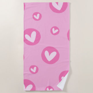Serviette De Plage Toalha de Praia de Corações Rosa