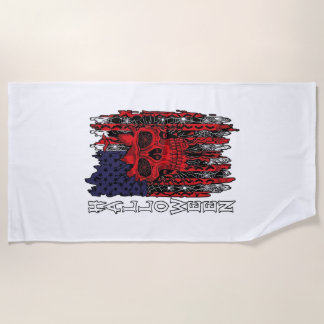 Serviette De Plage Toile d'araignée chauves-souris crâne rouge Hallow