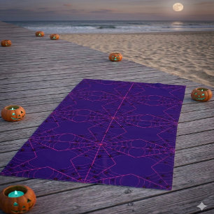 Serviette De Plage Toile d'araignée noire rose Art Motif Halloween
