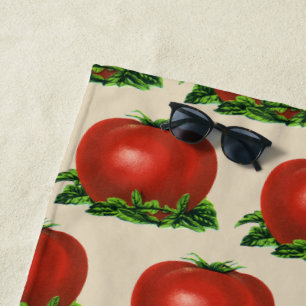 Serviette De Plage Tomate rouge vintage, légumes et fruits