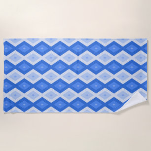 Serviette De Plage Tons de motif de diamant bleu