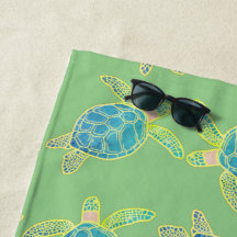Tortue côtière monogramme bleu jaune vert