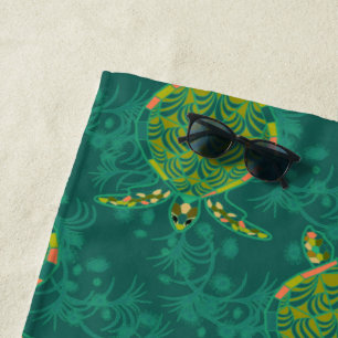 Serviette De Plage Tortue de mer tropicale