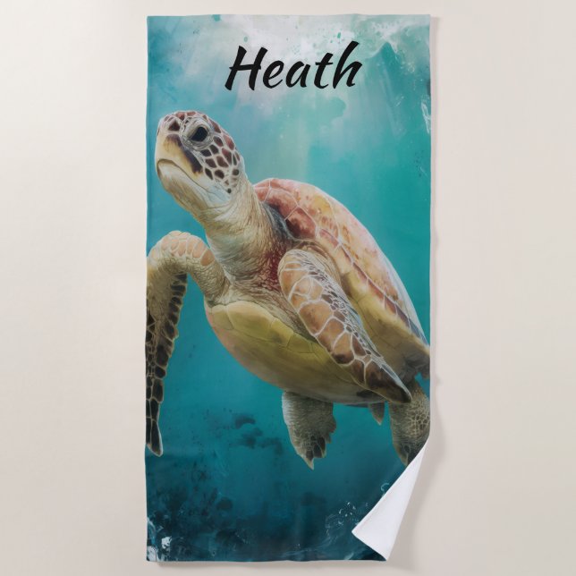Serviette De Plage Tortue modifiable (Devant)