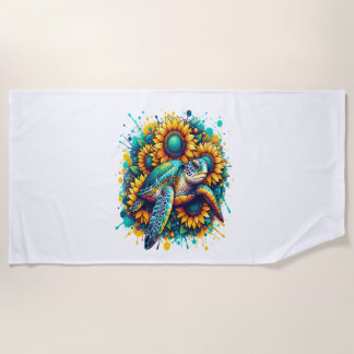 Serviette De Plage Tortue tournesol