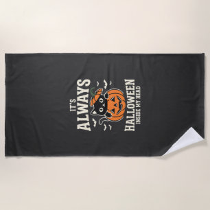 Serviette De Plage Toujours Halloween Chat Noir Design de Citrouille
